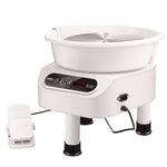 VEVOR 450W Keramikas Virpa – 28 cm Podniecības Ritenis ar Pieskārienjūtīgu Ekrānu un Kāju Pedāli, 450 W, 3 Kājām, Balta