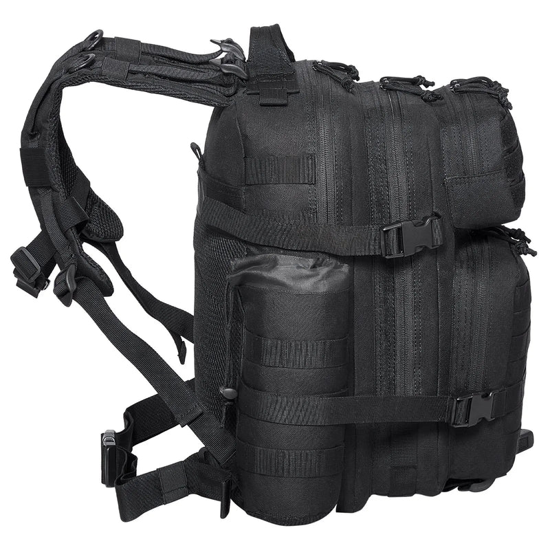Taktiskā mugursoma 25 l, militāra tipa ar MOLLE sistēmu, 3 nodalījumiem, melna