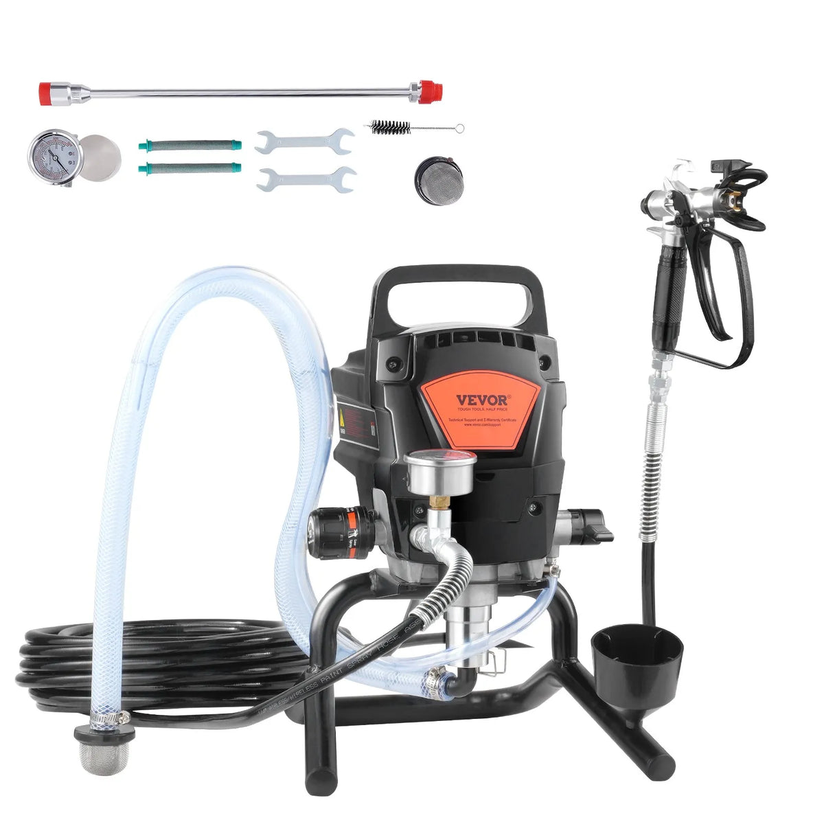 Statīva elektriskais bezgaisa krāsu smidzinātājs, 950 W, 3000 PSI, augstas efektivitātes krāsošana ar smalku un vienmērīgu pārklājumu, rokas krāsu smidzinātājs mājas iekštelpu un āra mēbelēm, žogiem