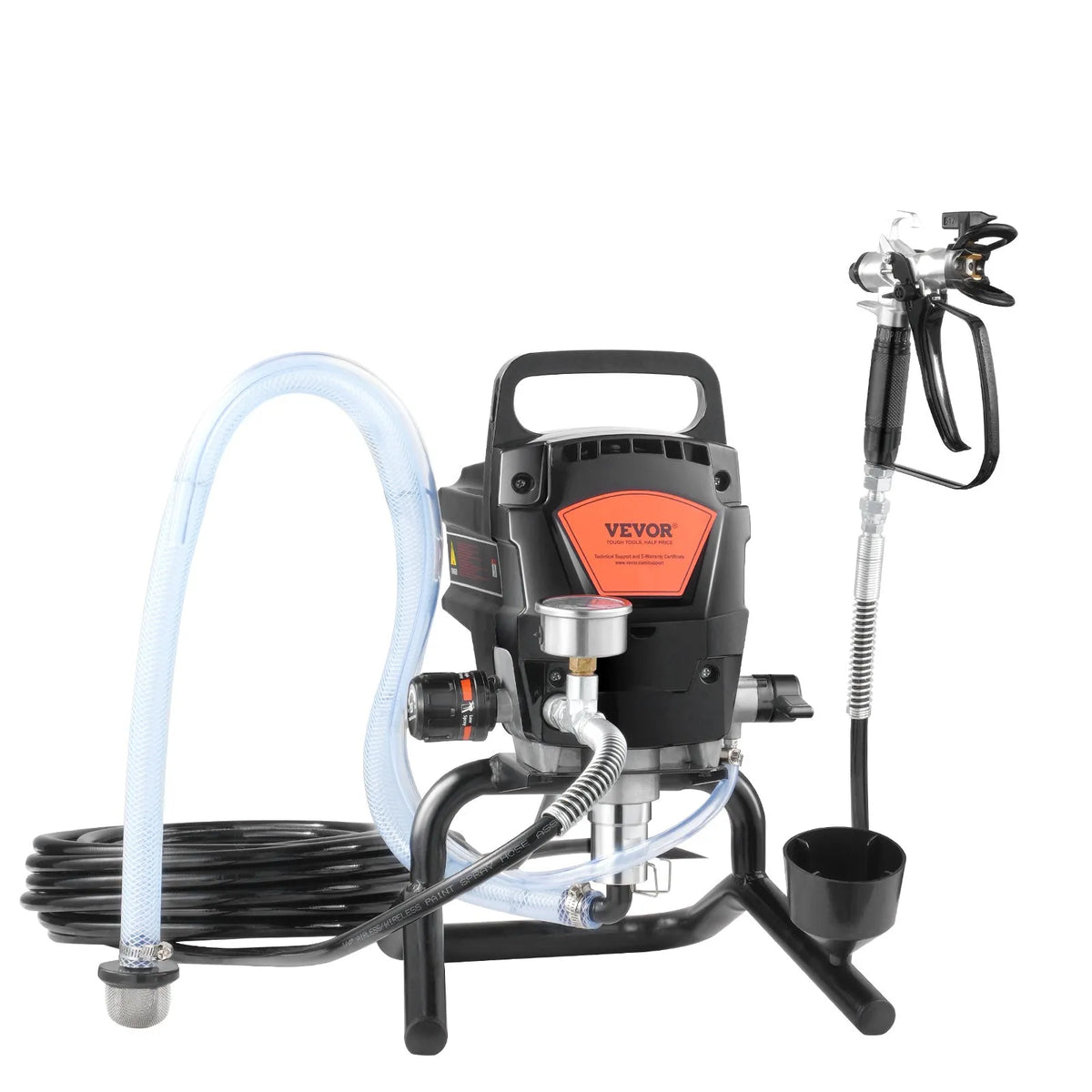 Statīva elektriskais bezgaisa krāsu smidzinātājs, 950 W, 3000 PSI, augstas efektivitātes krāsošana ar smalku un vienmērīgu pārklājumu, rokas krāsu smidzinātājs mājas iekštelpu un āra mēbelēm, žogiem