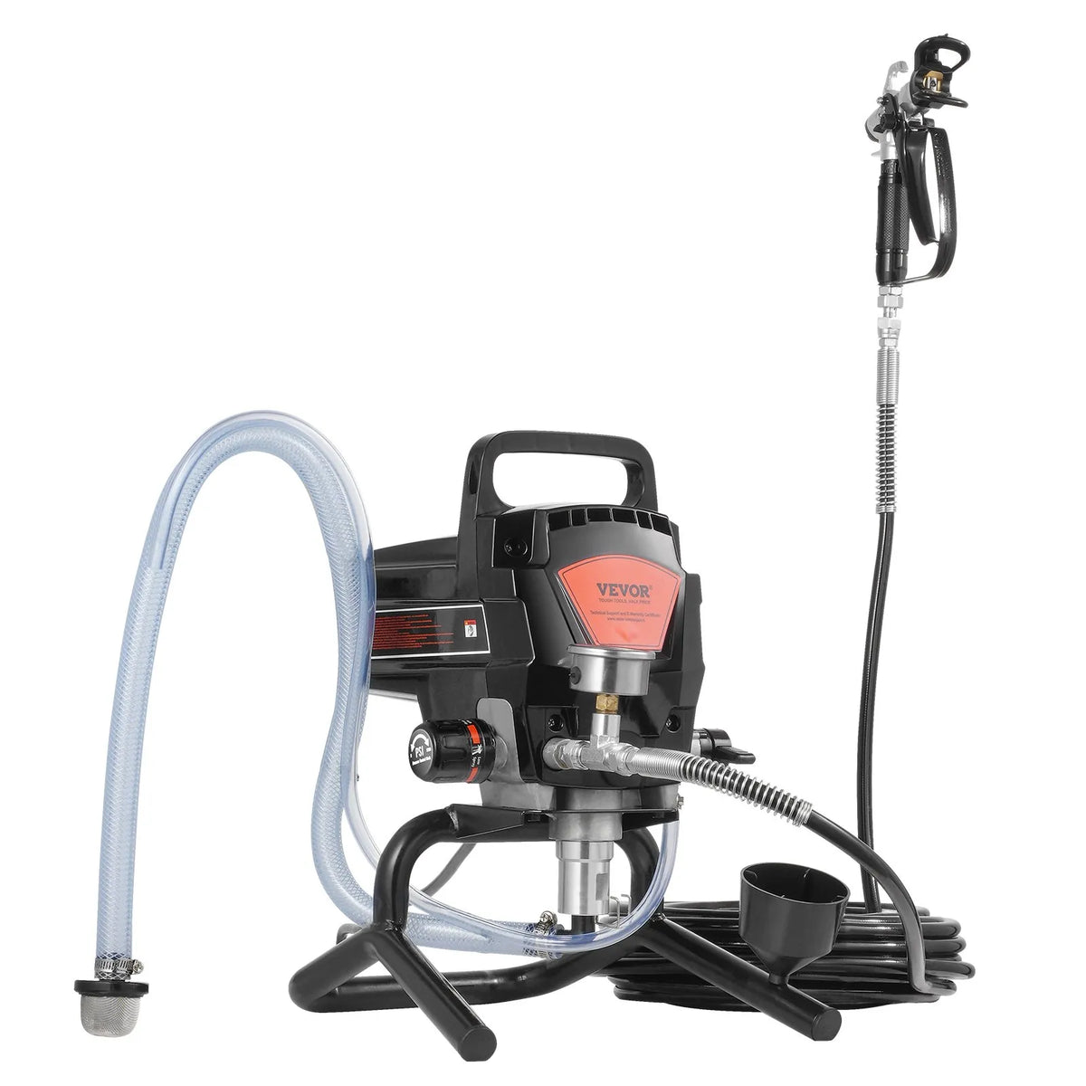 Statīva elektriskais bezgaisa krāsu smidzinātājs, 950 W, 3000 PSI, augstas efektivitātes krāsošana ar smalku un vienmērīgu pārklājumu, rokas krāsu smidzinātājs mājas iekštelpu un āra mēbelēm, žogiem