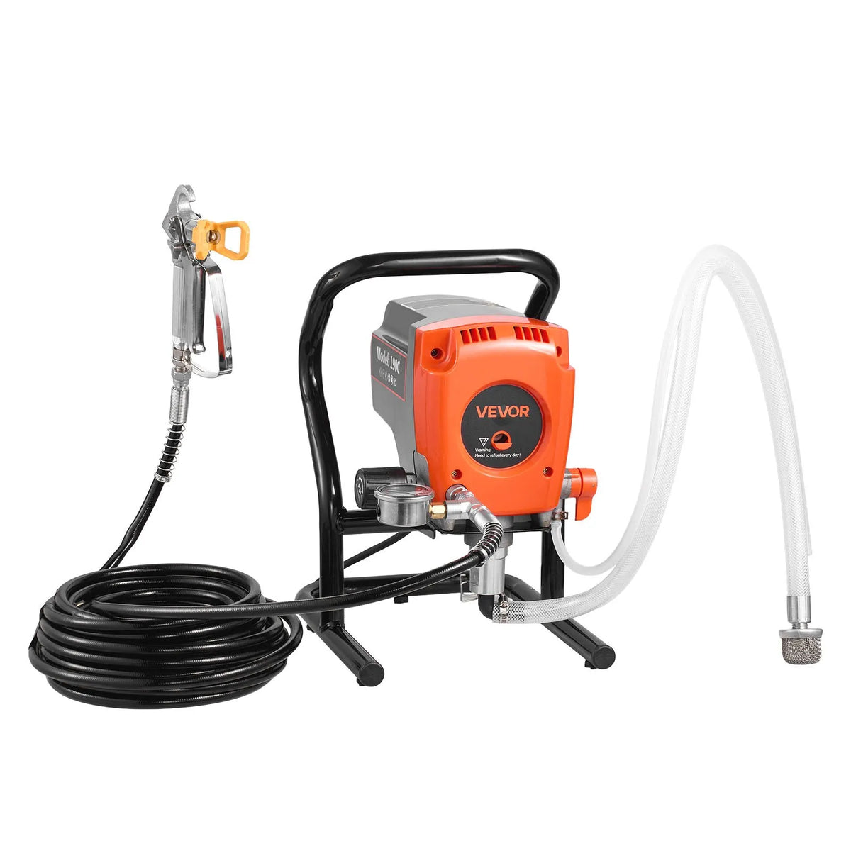 VEVOR bezgaisa krāsošanas smidzinātājs uz statīva, 900 W, augstspiediena krāsas smidzinātājs līdz 227 bar, komplektā šļūtene, pagarinājuma stienis, sprauslas un tīrīšanas birste, paredzēts iekštelpu un āra krāsošanai, mājai un žogiem