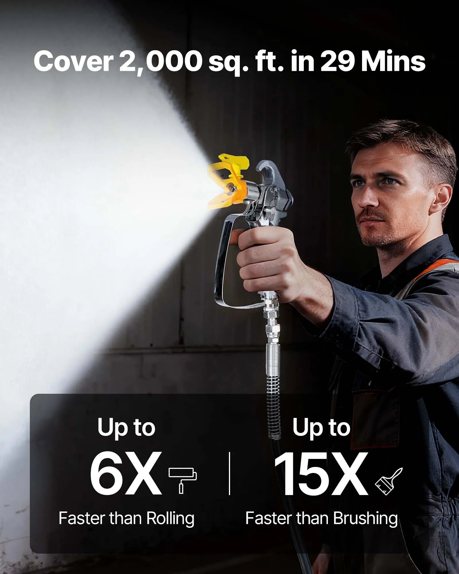 VEVOR bezgaisa krāsošanas smidzinātājs uz statīva, 900 W, augstspiediena krāsas smidzinātājs līdz 227 bar, komplektā šļūtene, pagarinājuma stienis, sprauslas un tīrīšanas birste, paredzēts iekštelpu un āra krāsošanai, mājai un žogiem