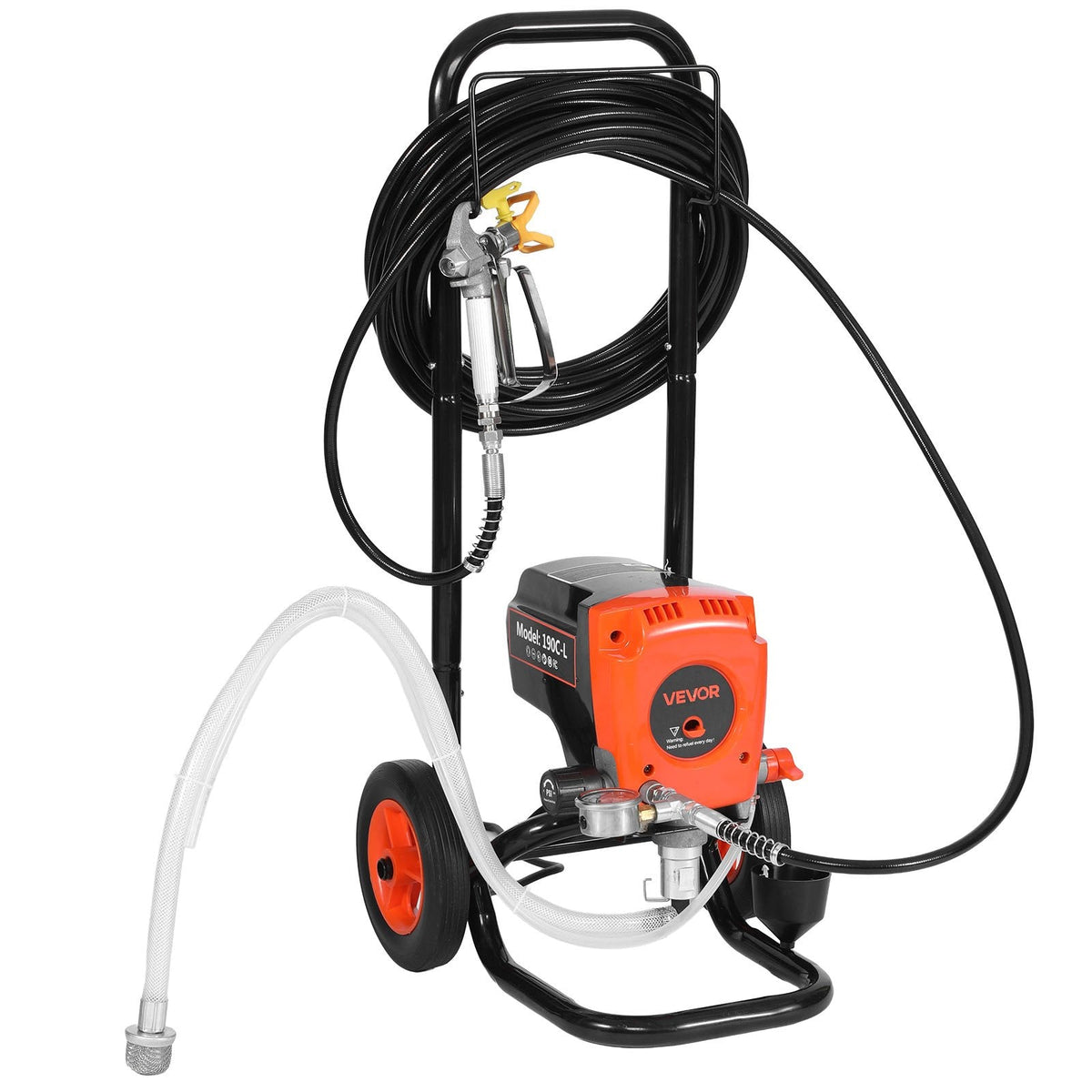 VEVOR statīva tipa bezgaisa krāsas smidzinātājs, 900 W, 22,8 MPa augstspiediena bezgaisa krāsošanas iekārta ar ratiņiem, tīrīšanas birsti, šļūteni, pagarinājuma kātu un sprauslām, elektriskā krāsošanas iekārta mājas iekšdarbiem un ārdarbiem