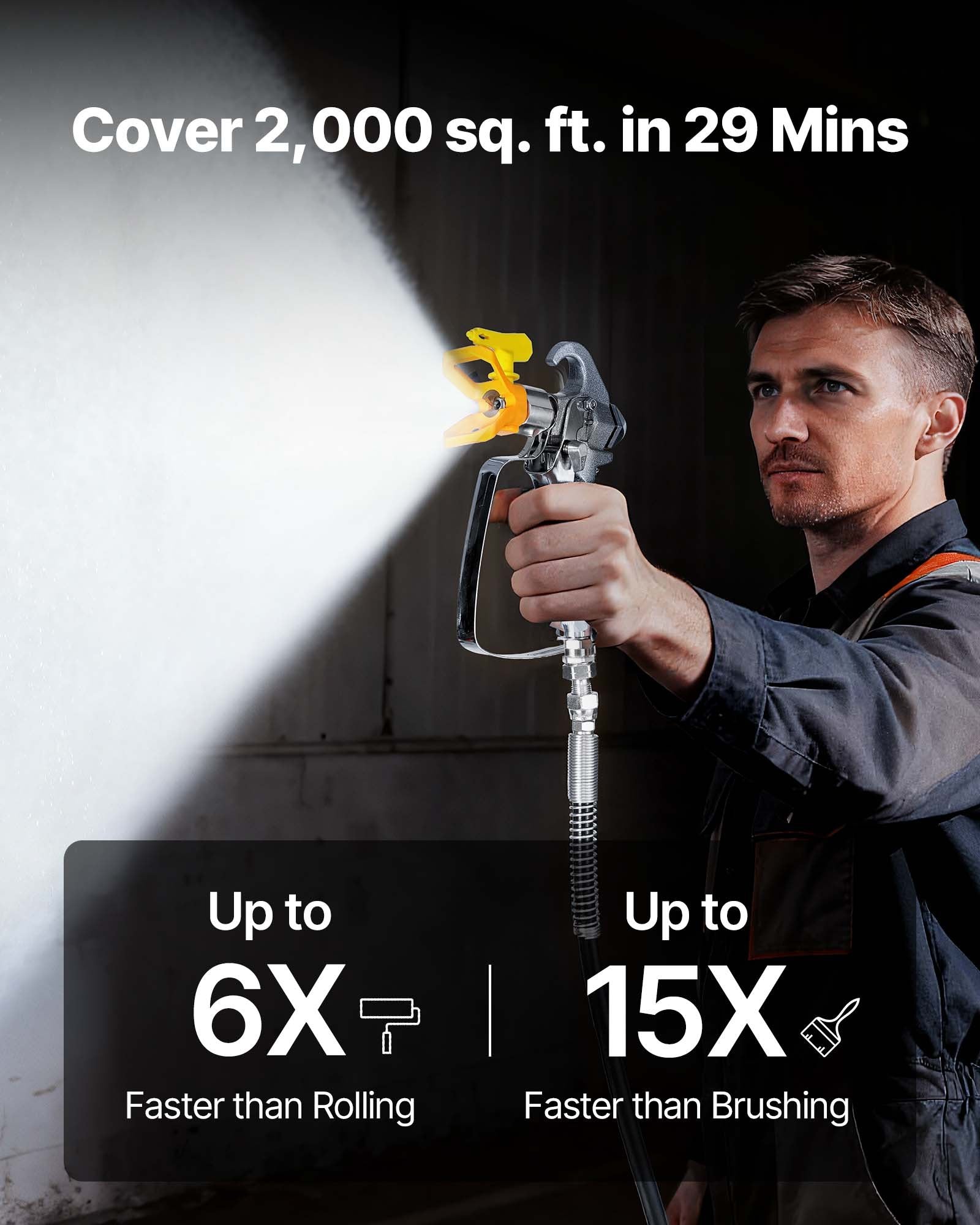 VEVOR statīva tipa bezgaisa krāsas smidzinātājs, 900 W, 22,8 MPa augstspiediena bezgaisa krāsošanas iekārta ar ratiņiem, tīrīšanas birsti, šļūteni, pagarinājuma kātu un sprauslām, elektriskā krāsošanas iekārta mājas iekšdarbiem un ārdarbiem
