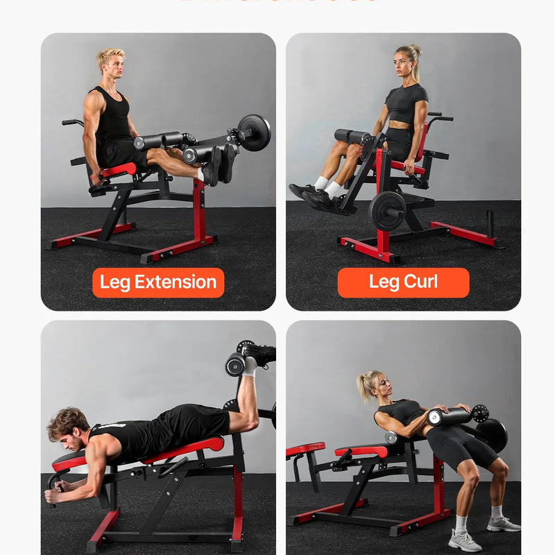 VEVOR kāju iztaisnošanas un saliekšanas trenažieris līdz 250 kg, sēdošais augšstilbu treniņu aprīkojums ar regulējamu konstrukciju, izturīgs mājas sporta zāles treniņu sols