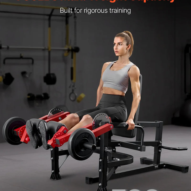 VEVOR kāju iztaisnošanas un saliekšanas trenažieris līdz 318 kg, sēdošais augšstilbu treniņu aprīkojums ar regulējamu konstrukciju, izturīgs mājas sporta zāles treniņu sols