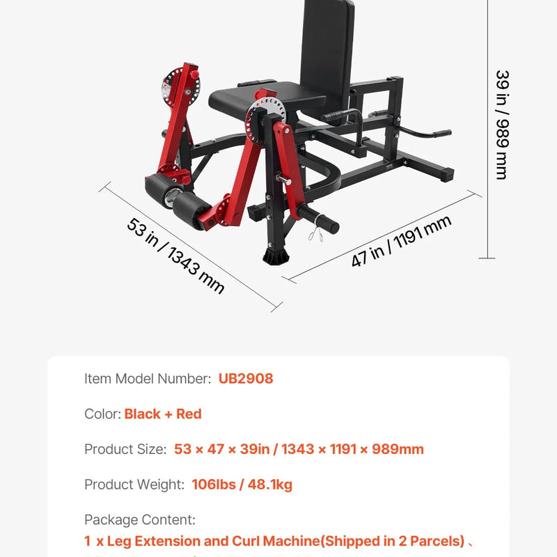 VEVOR kāju iztaisnošanas un saliekšanas trenažieris līdz 318 kg, sēdošais augšstilbu treniņu aprīkojums ar regulējamu konstrukciju, izturīgs mājas sporta zāles treniņu sols