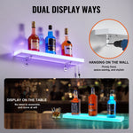 VEVOR sienas LED apgaismots alkohola pudeles displejs, mājas bāra plaukts, 61 cm