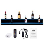 VEVOR LED apgaismots dzērienu pudeļu plaukts ar RF un lietotnes vadību, 122 cm, 2 pakāpju