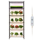 VEVOR 6 līmeņu iekštelpu augu plaukts ar riteņiem un 4/9/14 h taimeri, 180 cm metāla statīvs ar 150 W trīskrāsu pilna spektra audzēšanas gaismām, piemērots dīgstu audzēšanai