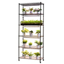 VEVOR 6 līmeņu iekštelpu augu plaukts ar riteņiem un 4/9/14 h taimeri, 180 cm metāla statīvs ar 150 W trīskrāsu pilna spektra audzēšanas gaismām, piemērots dīgstu audzēšanai