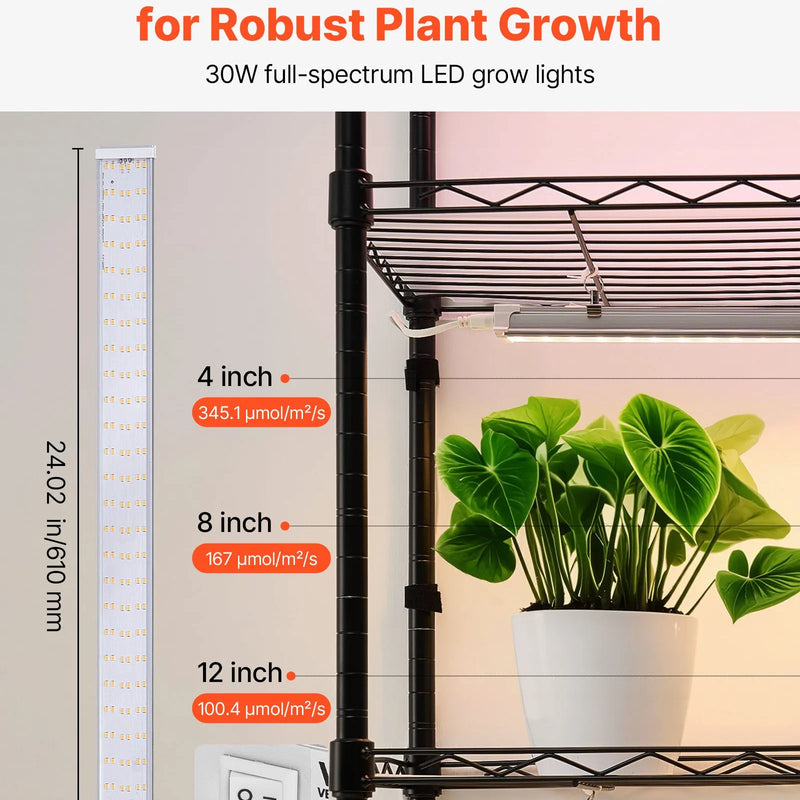 VEVOR 6 līmeņu iekštelpu augu plaukts ar riteņiem un 4/9/14 h taimeri, 180 cm metāla statīvs ar 150 W trīskrāsu pilna spektra audzēšanas gaismām, piemērots dīgstu audzēšanai