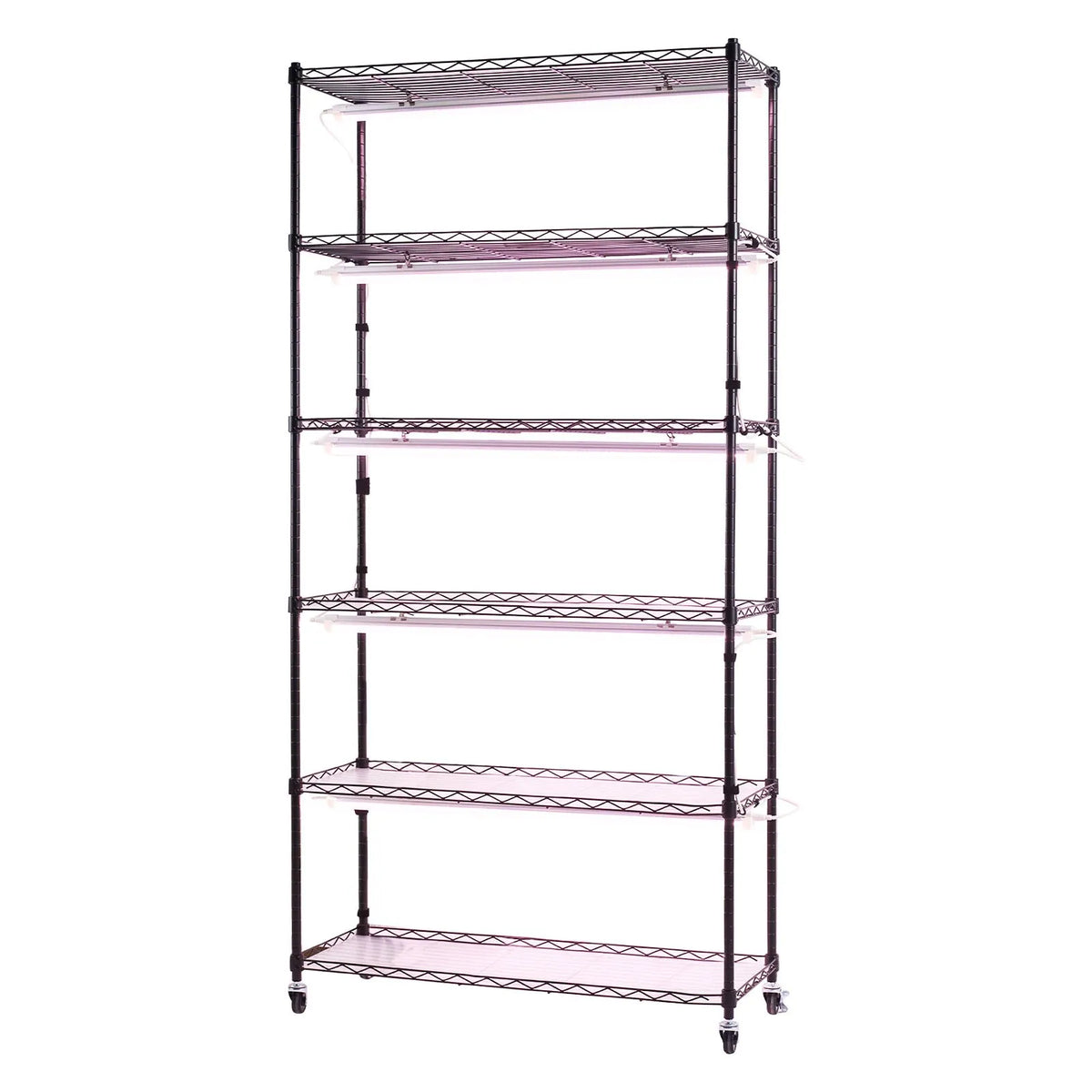 VEVOR 6 līmeņu iekštelpu augu plaukts ar riteņiem un taimeri, 180 cm metāla statīvs ar pilna spektra 150 W 3800 K audzēšanas gaismām, piemērots dīgstu audzēšanai