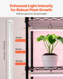 VEVOR 6 līmeņu iekštelpu augu plaukts ar riteņiem un taimeri, 180 cm metāla statīvs ar pilna spektra 150 W 3800 K audzēšanas gaismām, piemērots dīgstu audzēšanai