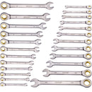 VEVOR Kombinēto atslēgu komplekts, 24 gab., SAE 6,35–22,2 mm un metrisks 8–19 mm ar organizatoru statīvu
