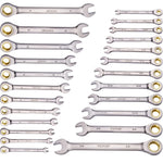 VEVOR Kombinēto atslēgu komplekts, 24 gab., SAE 6,35–22,2 mm un metrisks 8–19 mm ar organizatoru statīvu