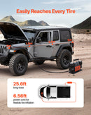 VEVOR divu cilindru lieljaudas gaisa kompresors, portatīvs riepu pumpis ar automātisku izslēgšanos, 300 l/min, 12 V, līdz 10,3 bar, bezceļu transportlīdzekļiem, ar LCD digitālo displeju un adapteriem automašīnām, SUV, 4×4 un kemperiem