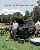 VEVOR divu cilindru lieljaudas gaisa kompresors, portatīvs riepu pumpis ar automātisku izslēgšanos, 300 l/min, 12 V, līdz 10,3 bar, bezceļu transportlīdzekļiem, ar LCD digitālo displeju un adapteriem automašīnām, SUV, 4×4 un kemperiem