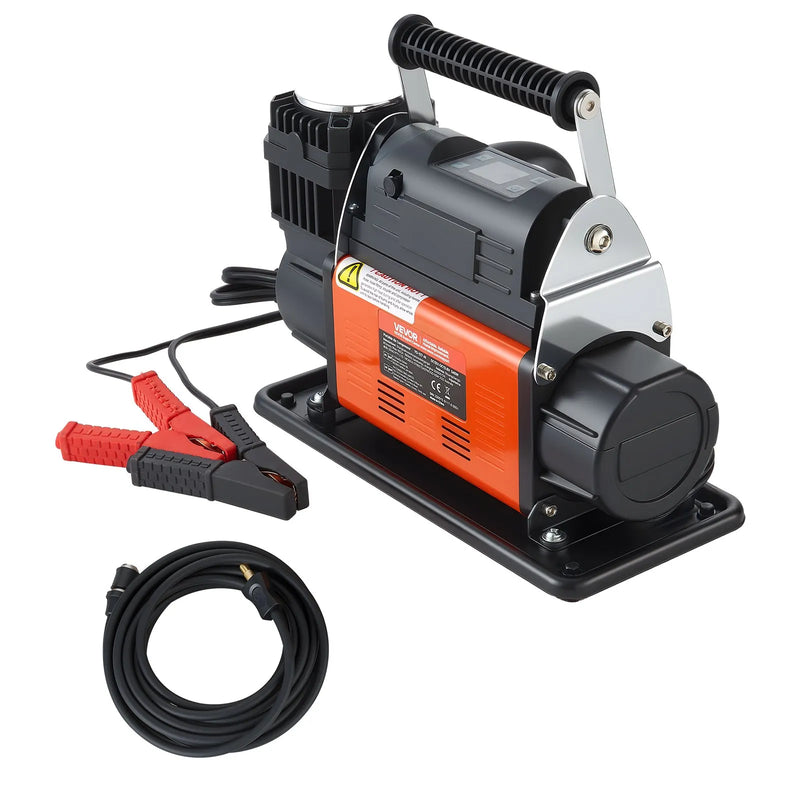 VEVOR 12 V lieljaudas gaisa kompresors, portatīvs riepu piepumpētājs ar automātisko izslēgšanos un LCD displeju, gaisa plūsma 202 l/min, spiediens līdz 10,3 bar, automašīnām, 4×4 un kemperiem