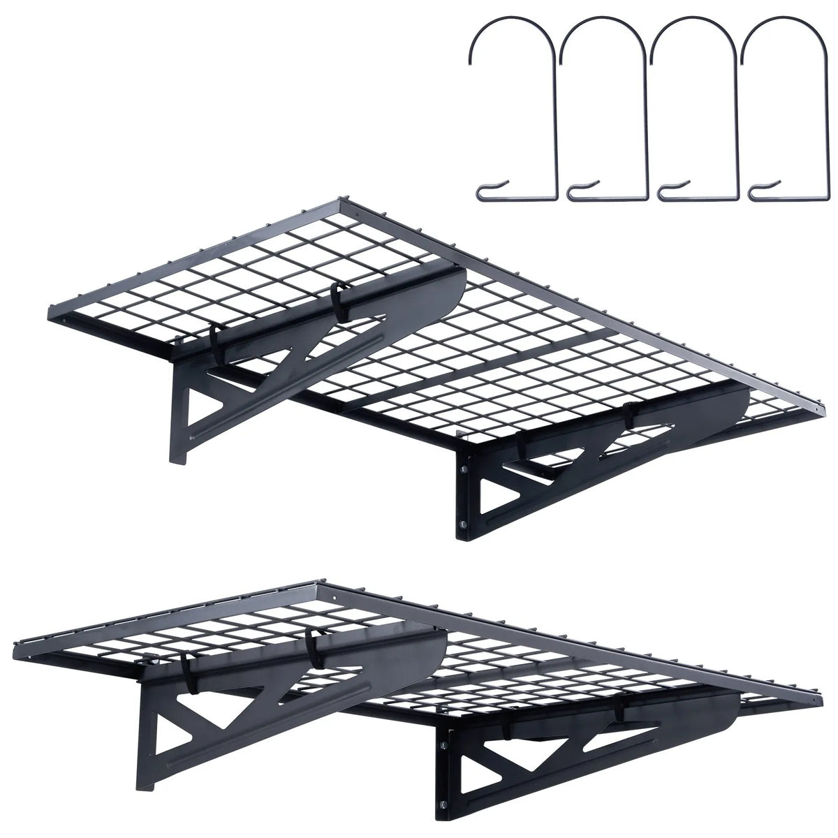 Uzglabāšanas plaukti 2 gab. 22 x 61 cm pie sienas stiprināmi 114 kg, metāla