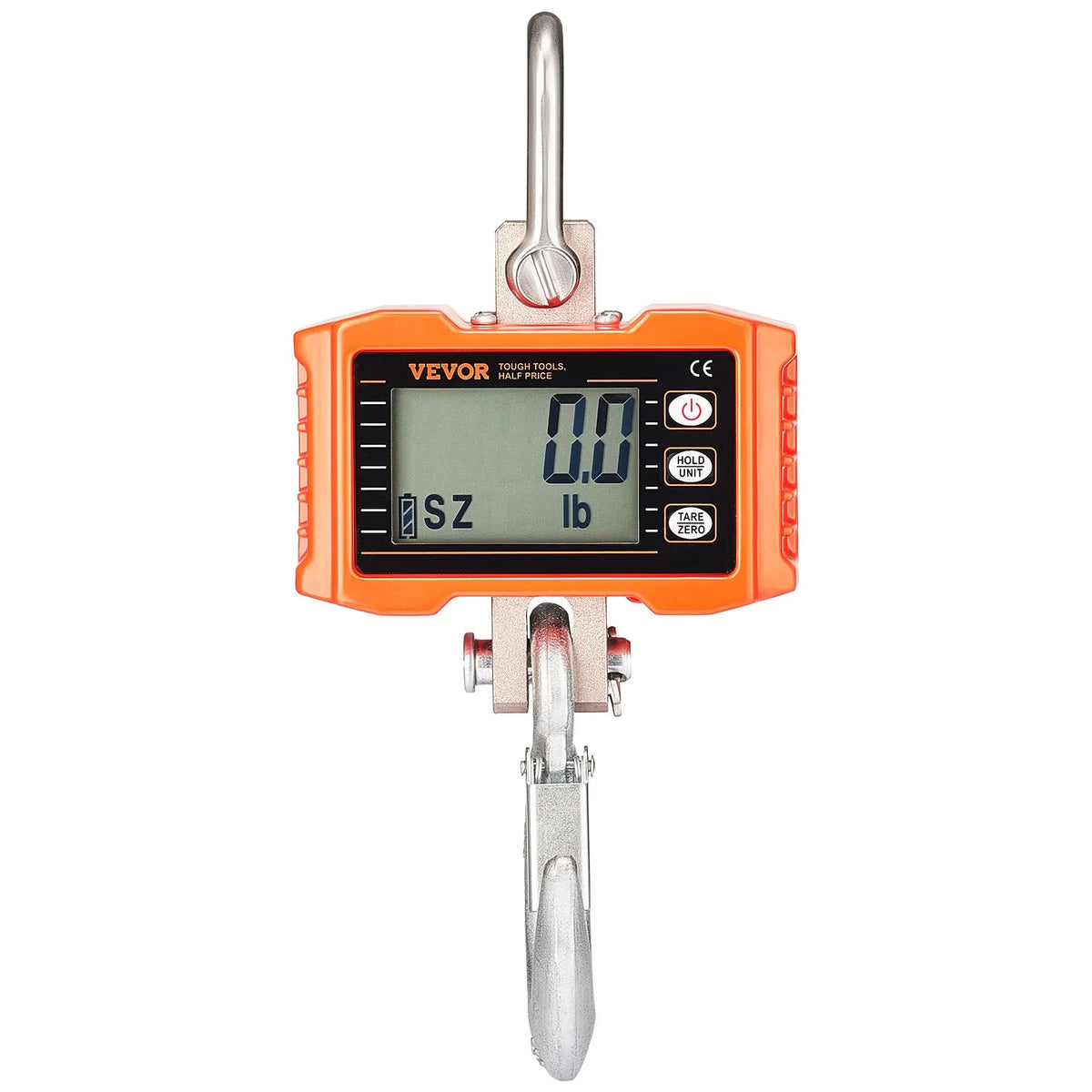 VEVOR Digitālie celtņa svari 1000 kg, industriālie piekaramie svari ar tālvadības pulti, alumīnija korpusu un LCD ekrānu, augstas precizitātes svari būvniecībai, rūpniecībai, saimniecībai un medībām, oranži
