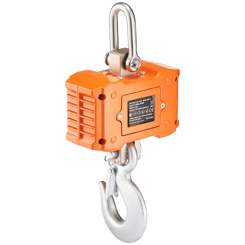 VEVOR Digitaalne kraanakaal 1000 kg, tööstuslik rippkaal kaugjuhtimispuldiga, alumiiniumist korpus ja LCD ekraan, suure täpsusega kaalud ehitus-, tööstus-, põllumajandus- ja jahinduskaalud, oranžikas