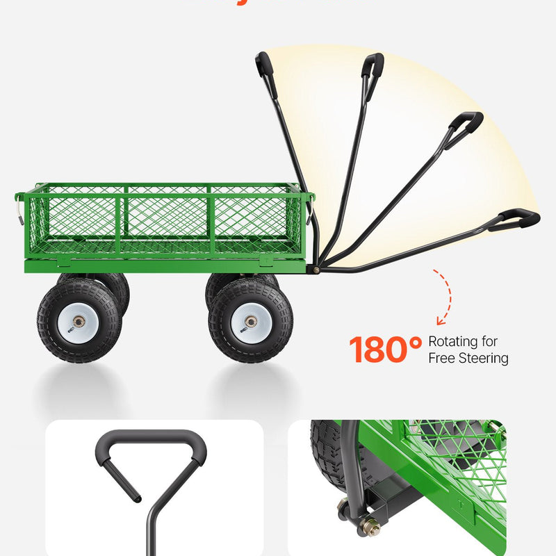 VEVOR Tērauda dārza ratiņi, 308 kg kravnesība, smagsvara modelis, 25 cm riepas