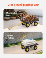 VEVOR Tērauda dārza ratiņi, 408 kg kravnesība, 25 cm riteņi, smagsvara konstrukcija