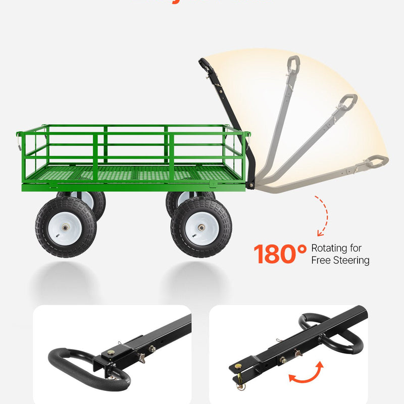 VEVOR Tērauda dārza ratiņi, 544 kg kravnesība, smagsvara modelis, 33 cm riepas