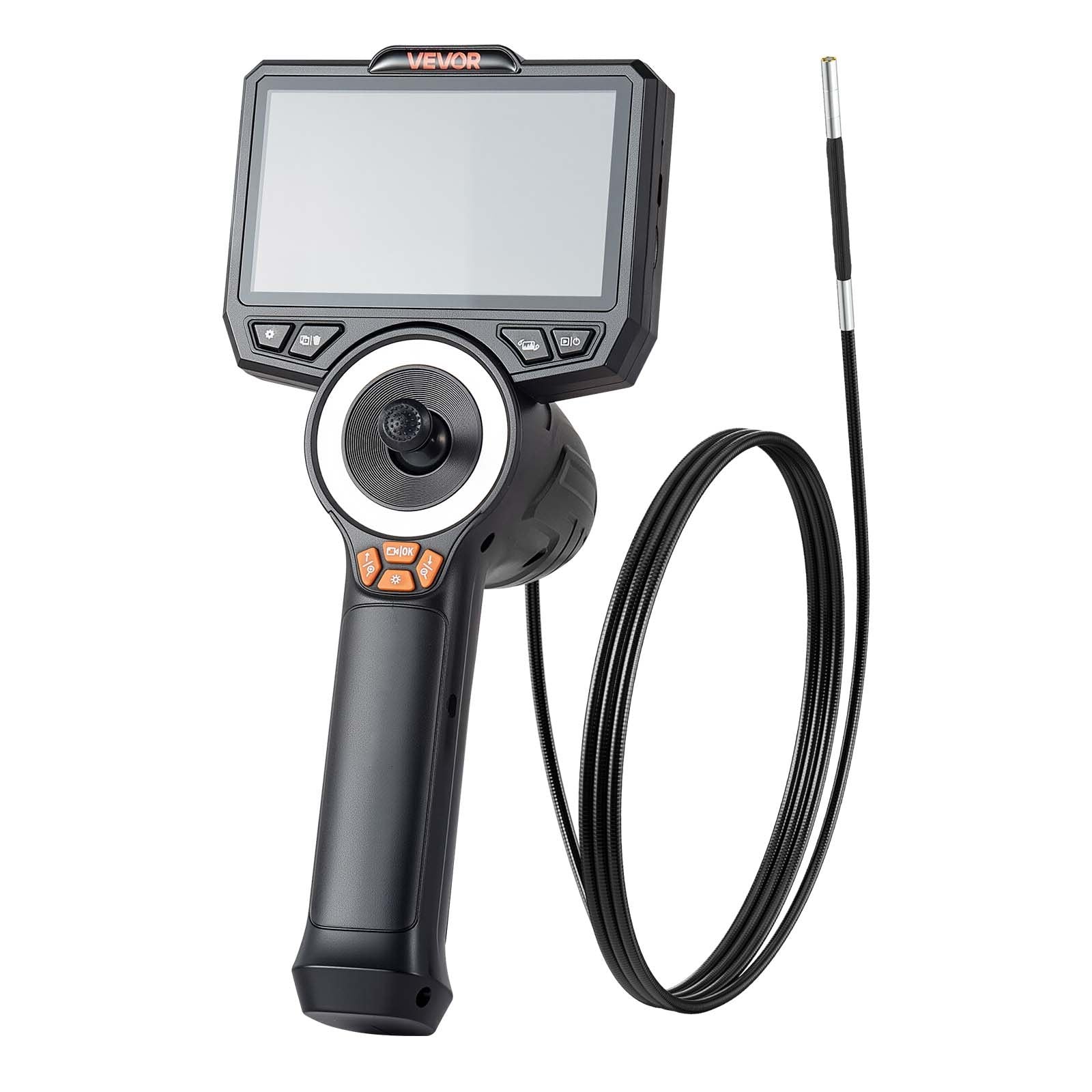 VEVOR artikulējamais boreskops ar 3,9 mm īpaši plānu zondi, 4 virzienu 360° endoskops ar apgaismojumu, 11,4 cm HD IPS ekrāns, 8× tālummaiņa un 1,5 m kabelis auto un šauru mehānisku mezglu pārbaudei