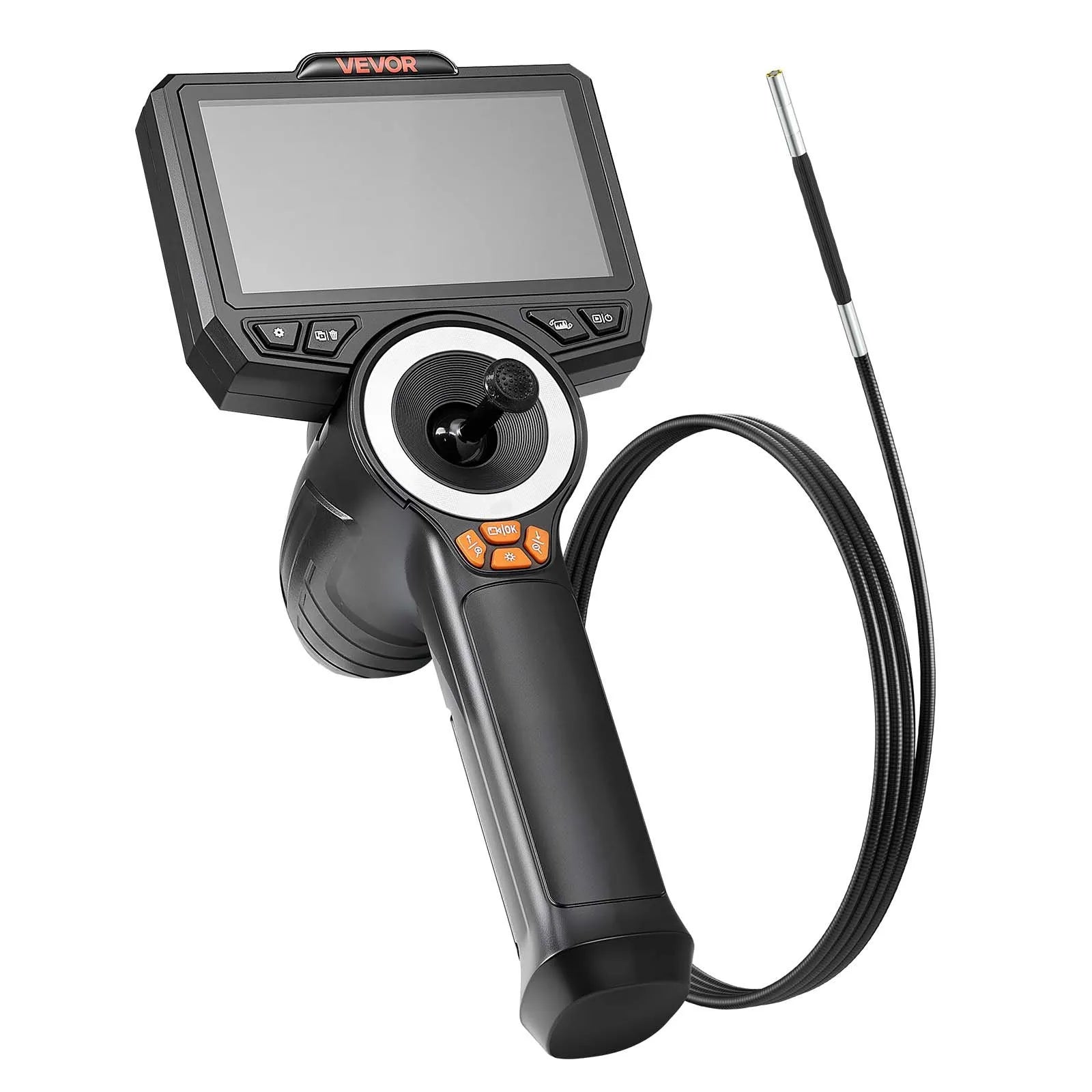 VEVOR artikulējamais boreskops ar 3,9 mm īpaši plānu zondi, 4 virzienu 360° endoskops ar apgaismojumu, 11,4 cm HD IPS ekrāns, 8× tālummaiņa un 1,5 m kabelis auto un šauru mehānisku mezglu pārbaudei