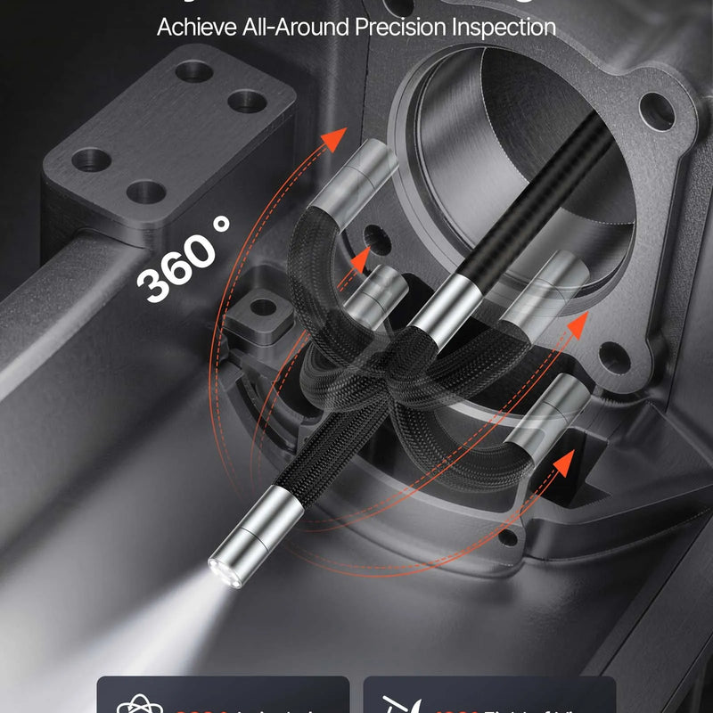 VEVOR artikulējamais endoskops ar apgaismojumu, 4 virzienu 360° boreskops ar 4,5" IPS ekrānu, 1920 × 1080 Full HD kameru, 8× tālummaiņu, IP67 ūdensizturību un 1,5 m kabeli, auto diagnostikai un cauruļvadu pārbaudei