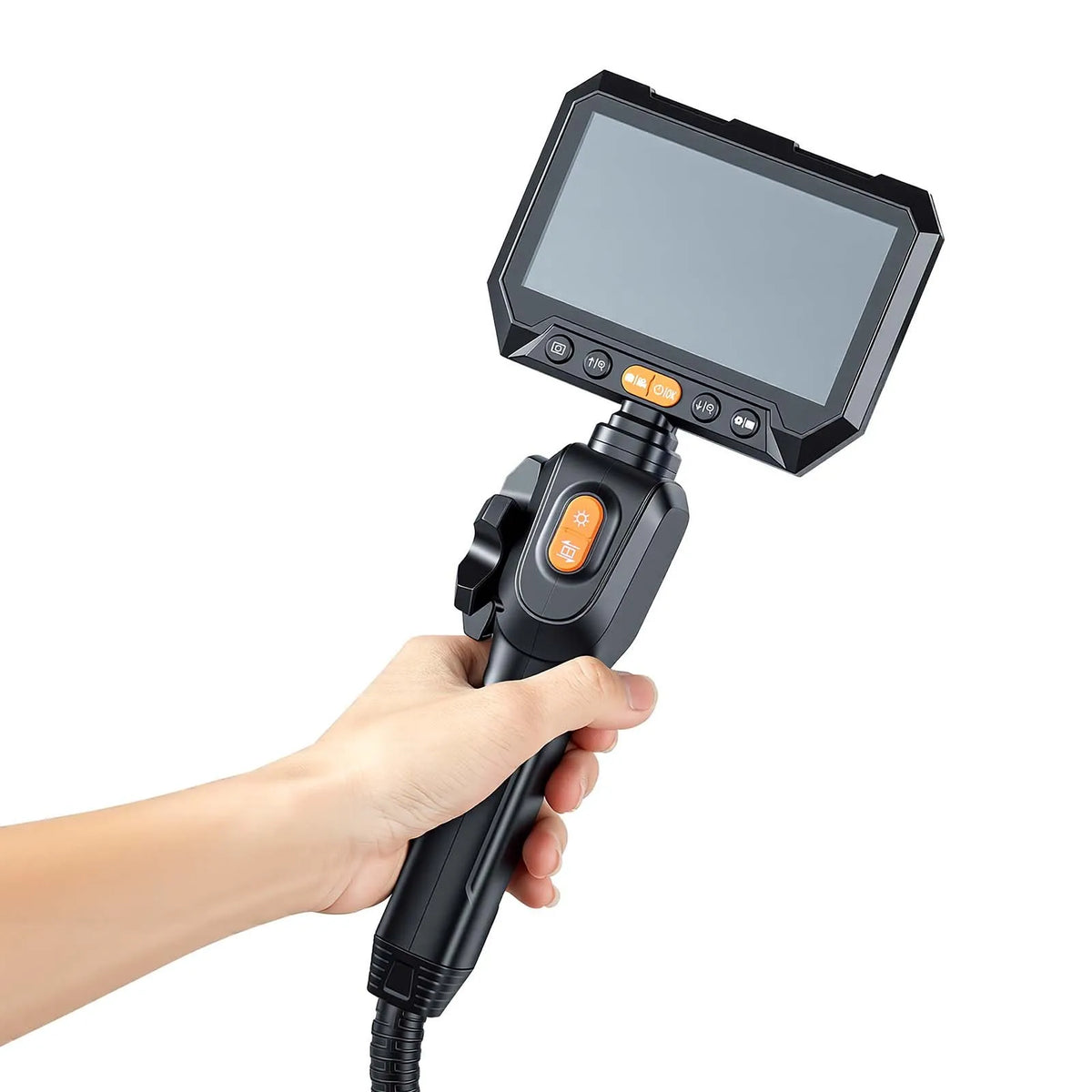 VEVOR divu kameru artikulējamais boreskops ar apgaismojumu, divvirzienu endoskopa kamera, 12,7 cm HD IPS dalītā ekrāna displejs, 8× tālummaiņa, 8 + 1 LED gaismas, IP67 ūdensizturība un 1,5 m kabelis auto diagnostikai un cauruļvadu pārbaudei