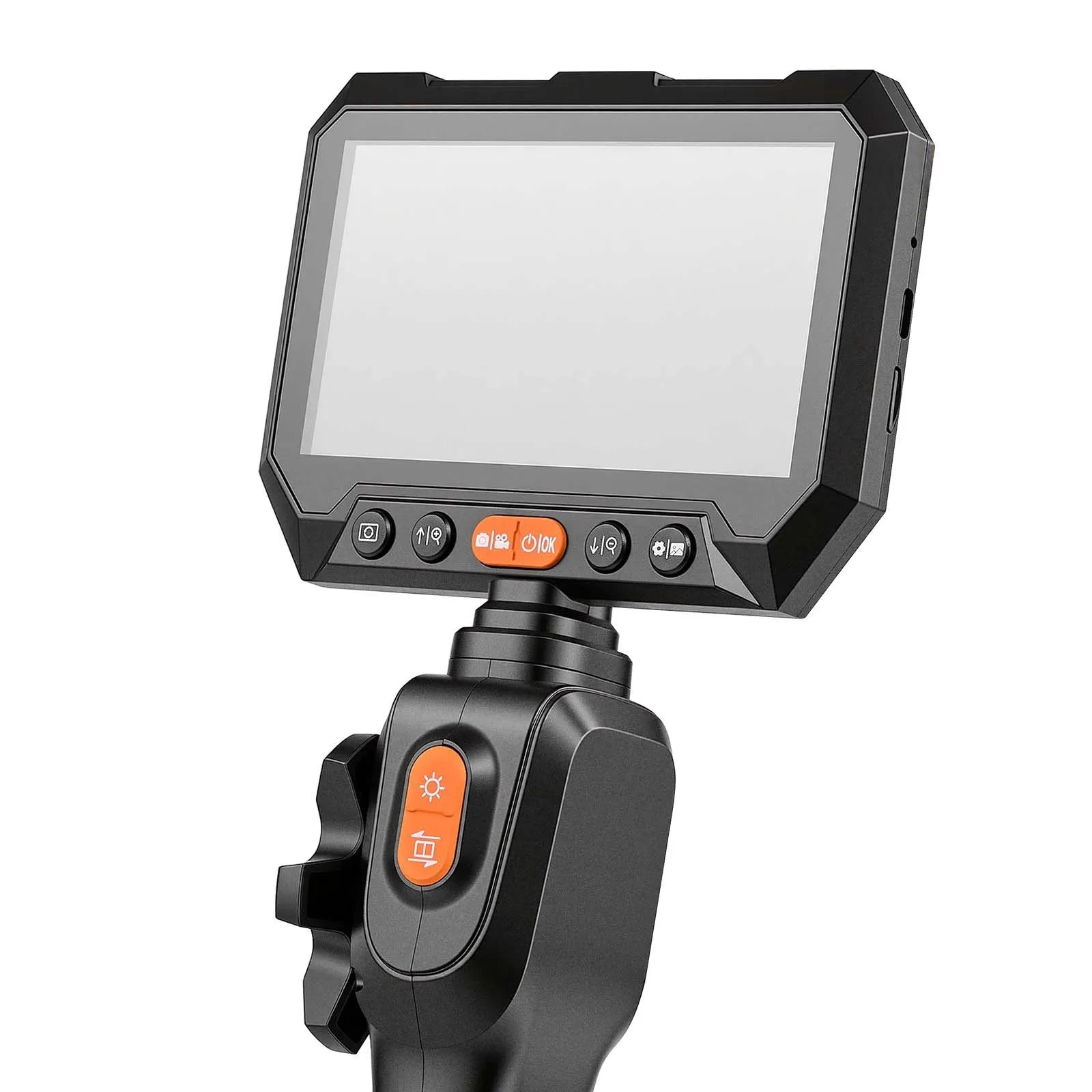 VEVOR divu kameru artikulējamais boreskops ar apgaismojumu, divvirzienu endoskopa kamera, 12,7 cm HD IPS dalītā ekrāna displejs, 8× tālummaiņa, 8 + 1 LED gaismas, IP67 ūdensizturība un 1,5 m kabelis auto diagnostikai un cauruļvadu pārbaudei