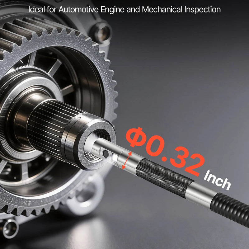 VEVOR divu kameru artikulējamais boreskops ar apgaismojumu, divvirzienu endoskopa kamera, 12,7 cm HD IPS dalītā ekrāna displejs, 8× tālummaiņa, 8 + 1 LED gaismas, IP67 ūdensizturība un 1,5 m kabelis auto diagnostikai un cauruļvadu pārbaudei