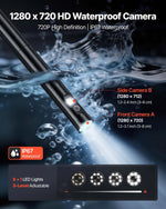 VEVOR 360° rotējošs endoskops ar divām kamerām, 12,7 cm HD IPS dalītā ekrāna displejs, 8 mm kamera ar apgaismojumu, IP67, 5 m inspekcijas kabelis automobiļiem un cauruļvadiem