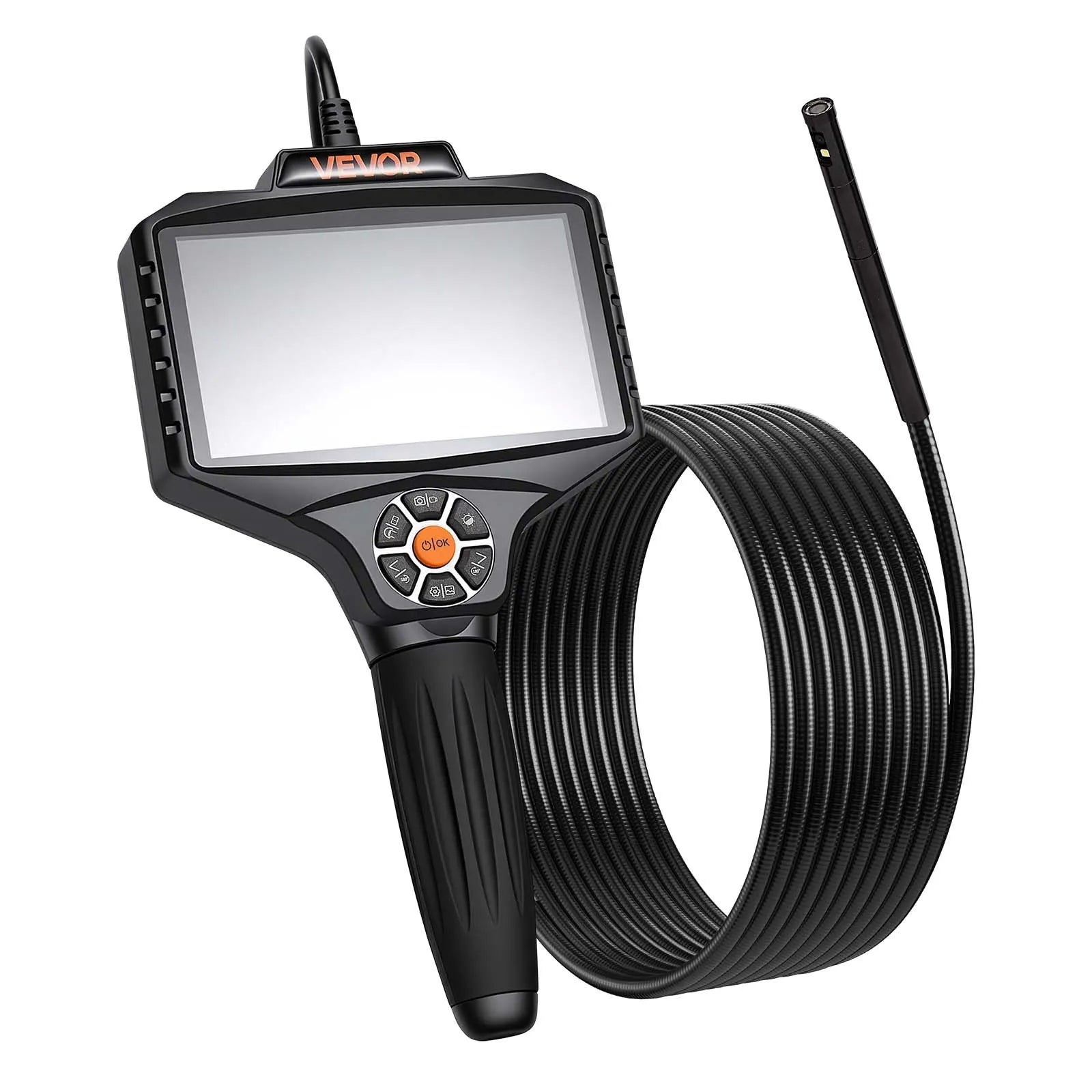 VEVOR 360° rotējošs endoskops ar divām kamerām, 12,7 cm HD IPS dalītā ekrāna displejs, 8 mm kamera ar apgaismojumu, IP67, 5 m inspekcijas kabelis automobiļiem un cauruļvadiem