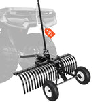 VEVOR 122 cm velkamais ainavu grābeklis, velkams zāliena un akmeņu grābeklis ATV, pļaujmašīnām un traktoriem, 24 izturīgi tērauda zari, regulējams augstums un leņķis, pastiprināts aerācijas grābeklis lapām un dārza atkritumiem