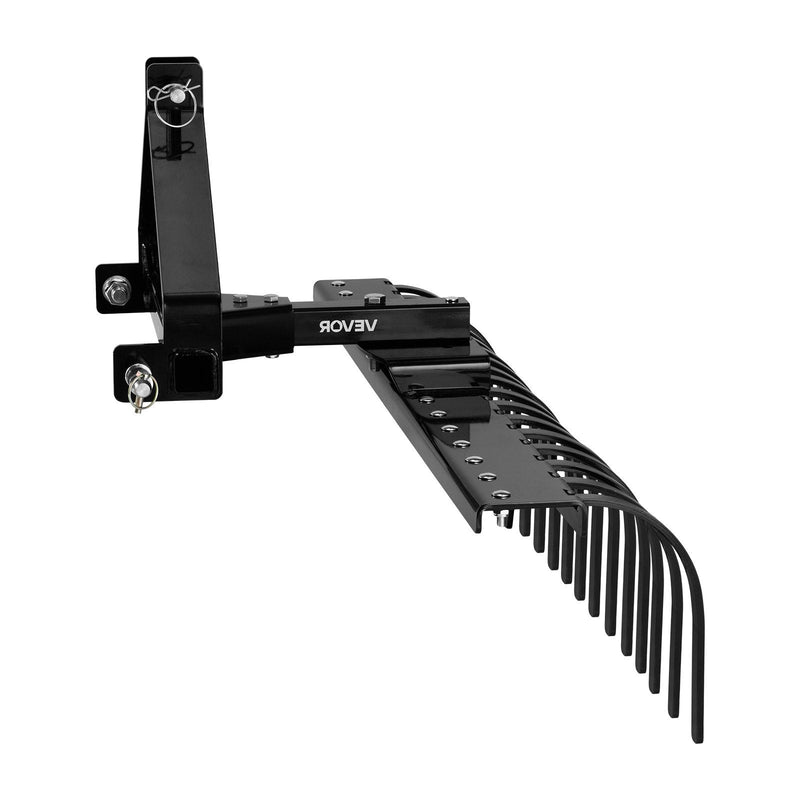 VEVOR 127 cm 3 punktu ainavu akmeņu grābeklis ar 17 tērauda zariem, regulējamu leņķi, piemērots 1. kategorijas traktoriem, pastiprināts zāliena aerators zālei un zariem