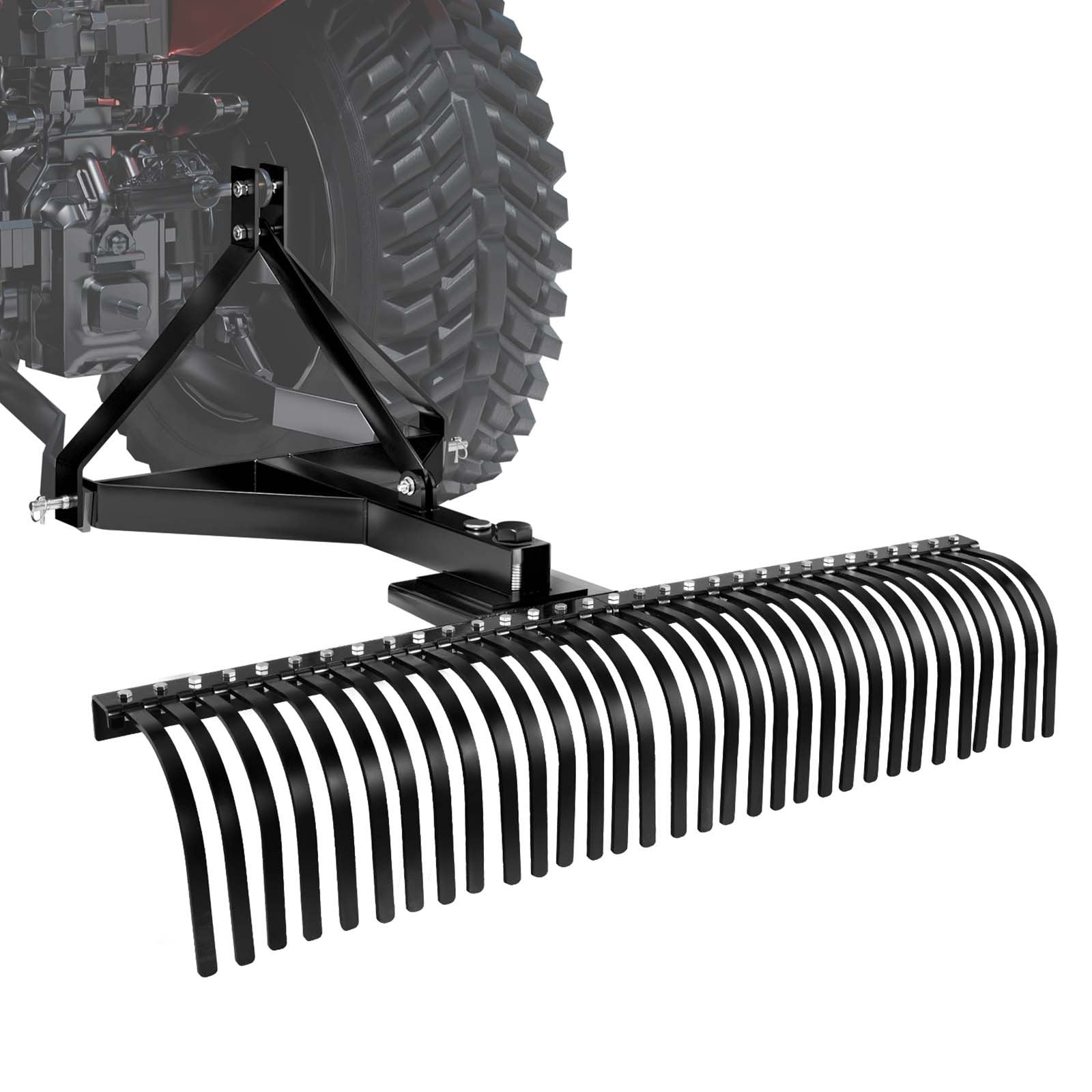 VEVOR piekabināms zāliena skarifikators, 1525 mm darba platums, ar 32 tērauda zariem, trīspunktu zāliena skarifikatora grābeklis ar stiprinājumiem traktoram, ainavu grābeklis dārzam, saimniecībai un zālienam