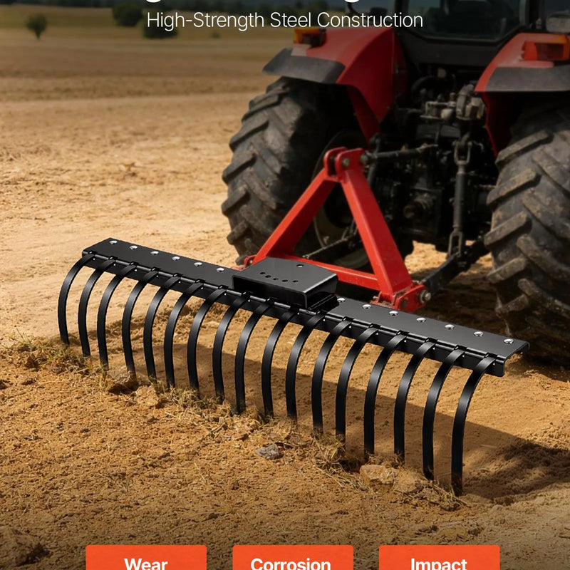 VEVOR akmens grābekļa zobi, 6 gab., 25,4 × 7,9 mm skrūvējami ainavu grābekļa zobi ar vienu stiprinājuma atveri, augstas izturības termiski apstrādāta tērauda rezerves daļas grants grābeklim