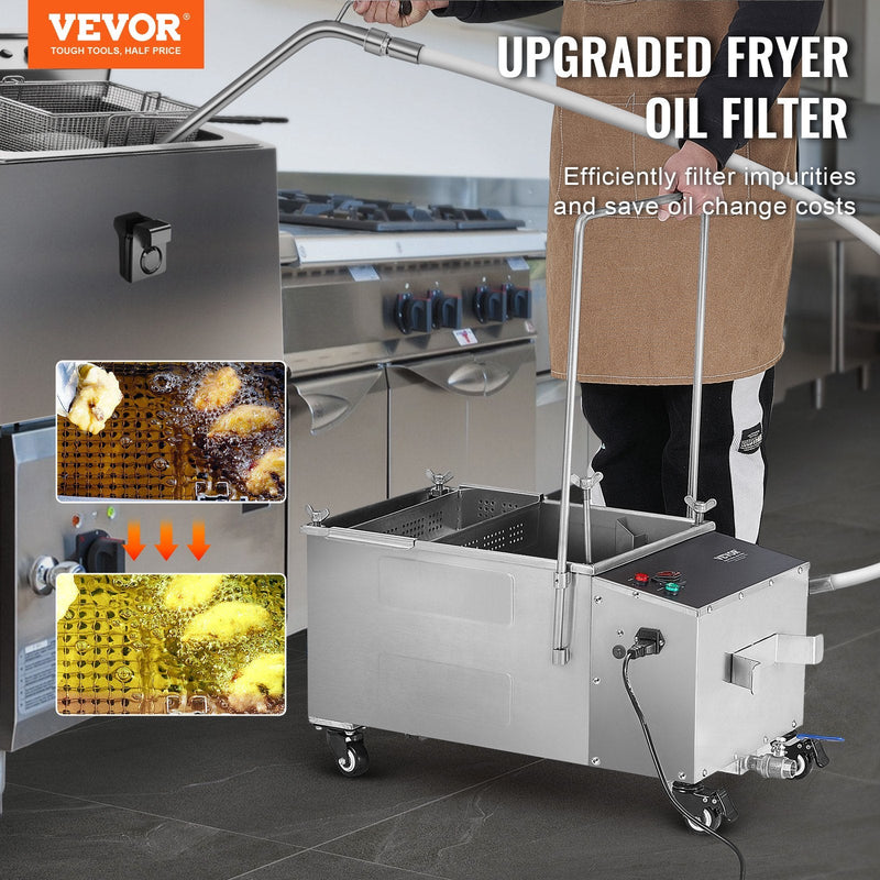 VEVOR Mobilā eļļas filtrēšanas sistēma, 38 L eļļas tvertne, 10 L/min filtrēšanas ātrums, grozāmi riteņi un eļļas šļūtene