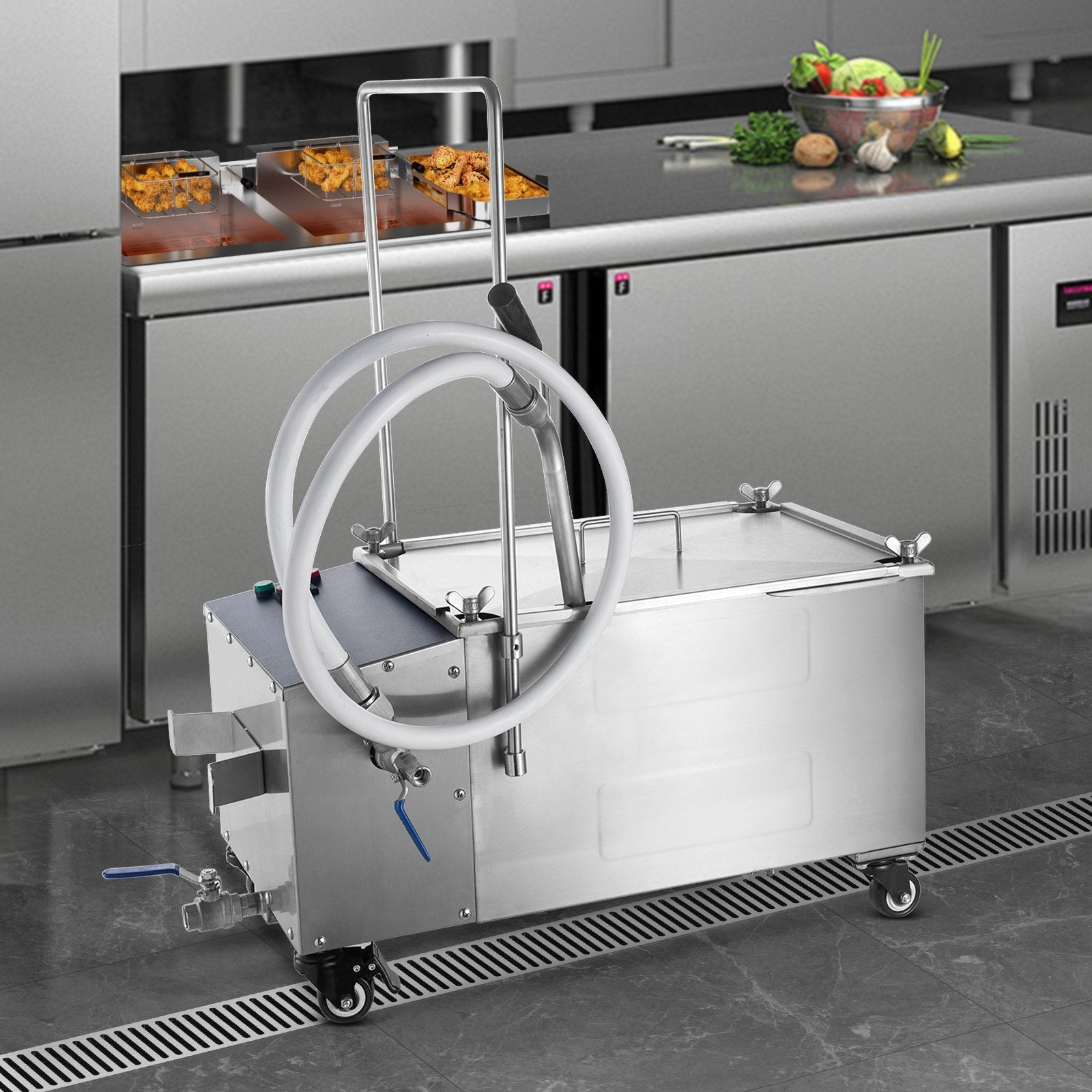 VEVOR Mobilā eļļas filtrēšanas sistēma, 38 L eļļas tvertne, 10 L/min filtrēšanas ātrums, grozāmi riteņi un eļļas šļūtene