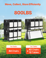 VEVOR saliekamo krēslu ratiņi 84 krēsliem / 12 galdiem + 42 krēsliem, 360 kg