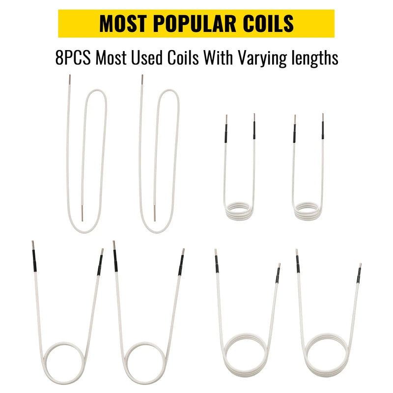 VEVOR Набор катушек индукционного нагрева, 8 шт, магнитный мини индукционный нагреватель без пламени, термостойкие гибкие аксессуары для удаления ржавых гаек и болтов