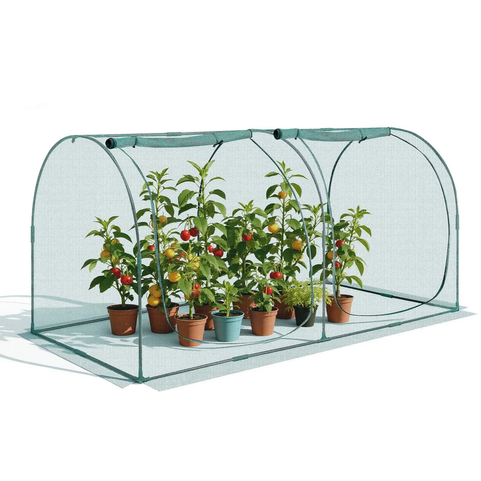 VEVOR augu aizsargbūris 2,48 x 1,2 x 1,2 m ar rāvējslēdzēja durvīm, vēja izturīgs paaugstinātas dobes pārsegs ar rāmi un aizsargtīklu dārzam, terasei un zālienam