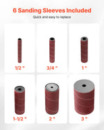 VEVOR oscilējošā vārpstas slīpmašīna, galda modelis 2000 apgr./min, komplektā 6 slīpēšanas uzmavas 12,7–76,2 mm, 16 mm gājiens, darba galds 390 × 415 mm mēbeļu apdarei, amatniecībai un DIY kokapstrādei