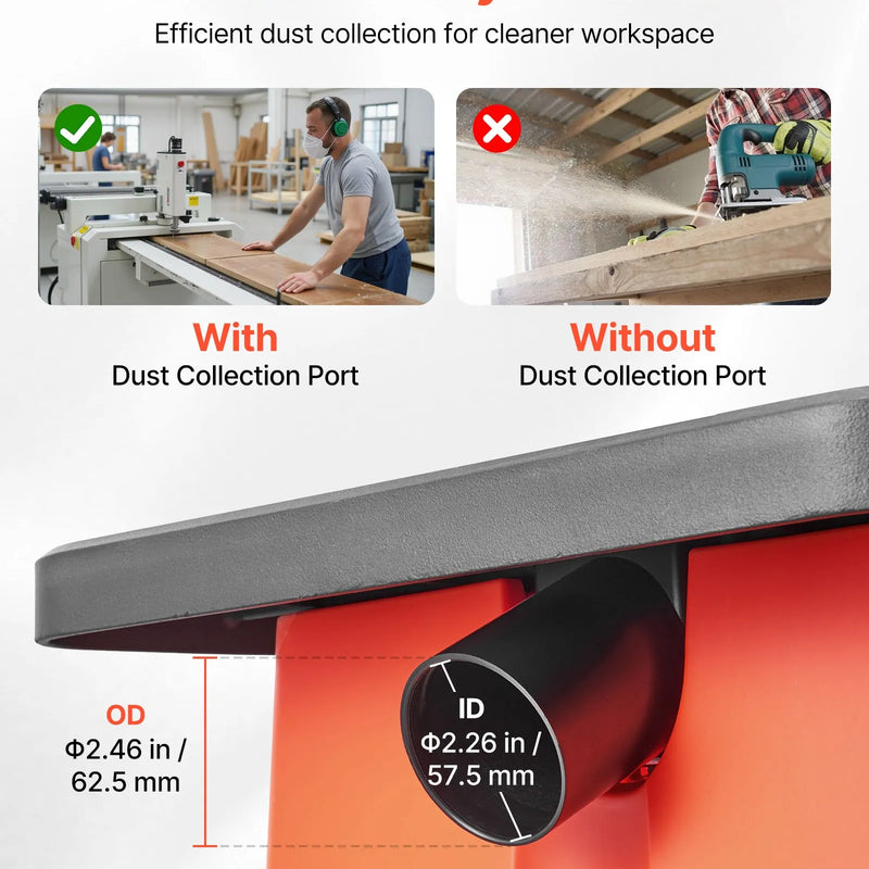 VEVOR oscilējošā vārpstas slīpmašīna, galda modelis 2000 apgr./min, komplektā 6 slīpēšanas uzmavas 12,7–76,2 mm, 16 mm gājiens, darba galds 390 × 415 mm mēbeļu apdarei, amatniecībai un DIY kokapstrādei