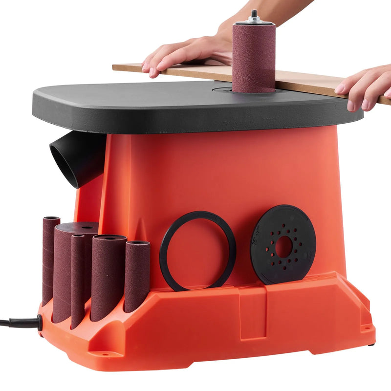 VEVOR oscilējošā vārpstas slīpmašīna ar 2000 apgr./min ātrumu, 6 slīpēšanas uzmavām (12,7–76,2 mm), 16 mm gājienu un 397 × 295 mm čuguna darba galdu, piemērota mēbeļu apdarei, amatniecībai un DIY kokapstrādes darbiem